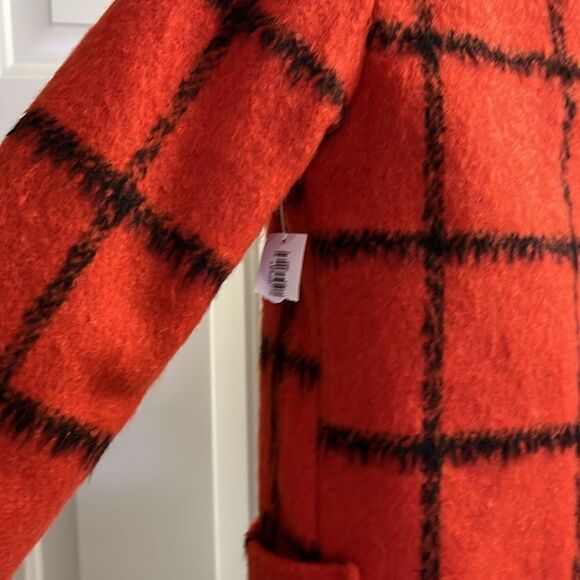 Old Navy Girl’s Red and Black Checked Peacoat Lined Jacket w/ Pockets- Lge 10/12 - Picture 13 of 16